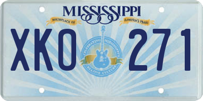 MS license plate XKO271