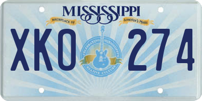 MS license plate XKO274