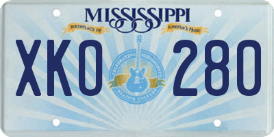 MS license plate XKO280