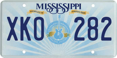 MS license plate XKO282