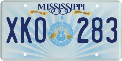 MS license plate XKO283