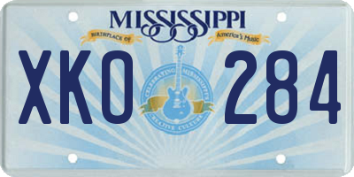MS license plate XKO284