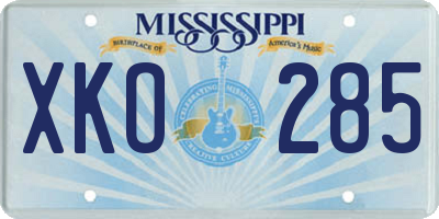 MS license plate XKO285