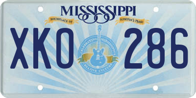 MS license plate XKO286