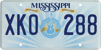 MS license plate XKO288