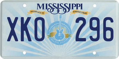 MS license plate XKO296