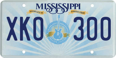 MS license plate XKO300