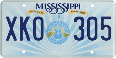 MS license plate XKO305