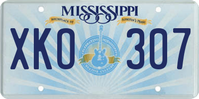 MS license plate XKO307