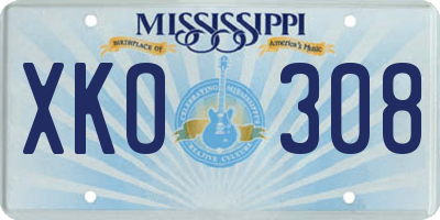 MS license plate XKO308