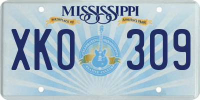 MS license plate XKO309