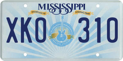 MS license plate XKO310