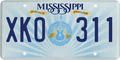 MS license plate XKO311