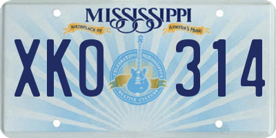 MS license plate XKO314