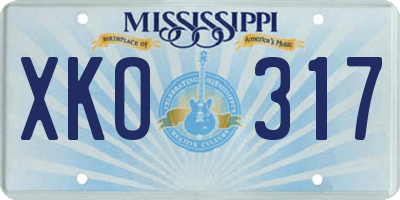 MS license plate XKO317