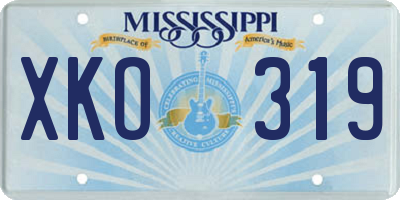 MS license plate XKO319