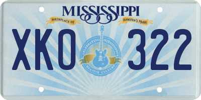 MS license plate XKO322