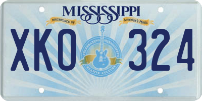 MS license plate XKO324