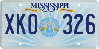 MS license plate XKO326