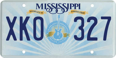 MS license plate XKO327