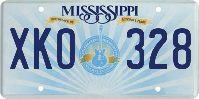 MS license plate XKO328