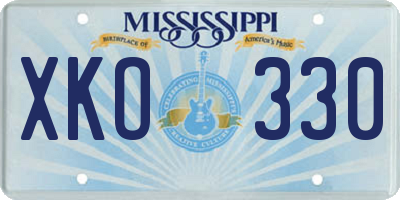 MS license plate XKO330