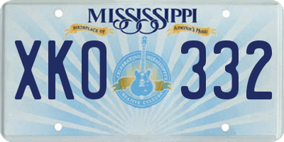 MS license plate XKO332