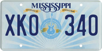 MS license plate XKO340