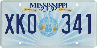MS license plate XKO341