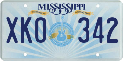 MS license plate XKO342