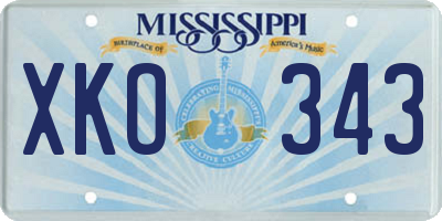 MS license plate XKO343