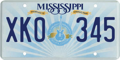 MS license plate XKO345