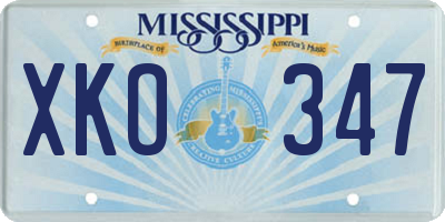 MS license plate XKO347
