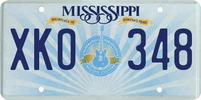 MS license plate XKO348