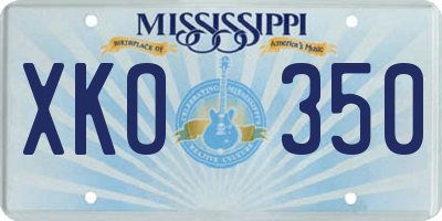 MS license plate XKO350