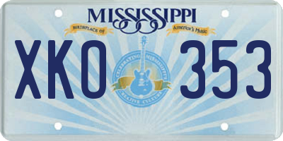 MS license plate XKO353