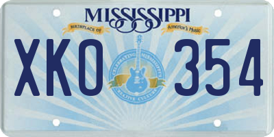 MS license plate XKO354