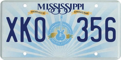 MS license plate XKO356