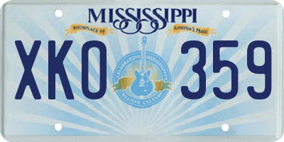 MS license plate XKO359