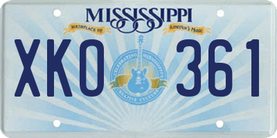MS license plate XKO361