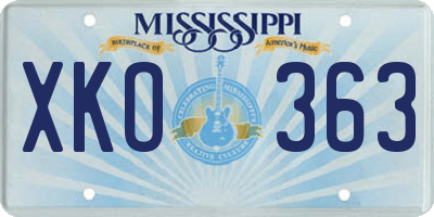 MS license plate XKO363
