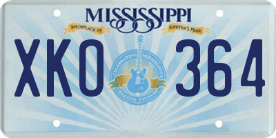 MS license plate XKO364