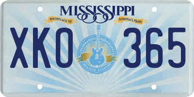 MS license plate XKO365
