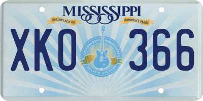 MS license plate XKO366