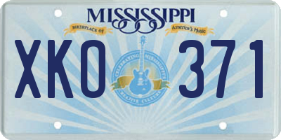 MS license plate XKO371