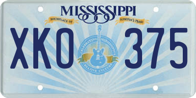 MS license plate XKO375