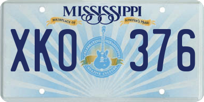 MS license plate XKO376