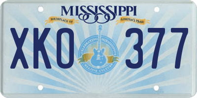 MS license plate XKO377