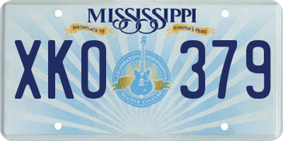 MS license plate XKO379