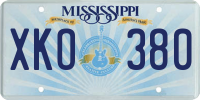 MS license plate XKO380